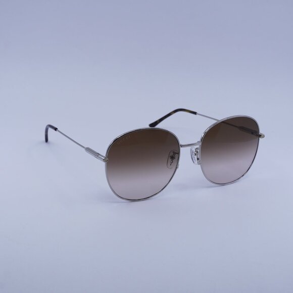 Gucci GG1416SK 002 Sunglasses Silver Round Frame, Brown Gradient Lenses - Picture 4 of 10